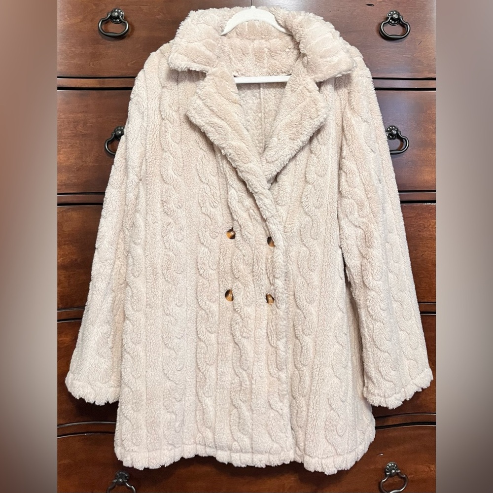 Cozy Cream Double-Breasted Women's Coat